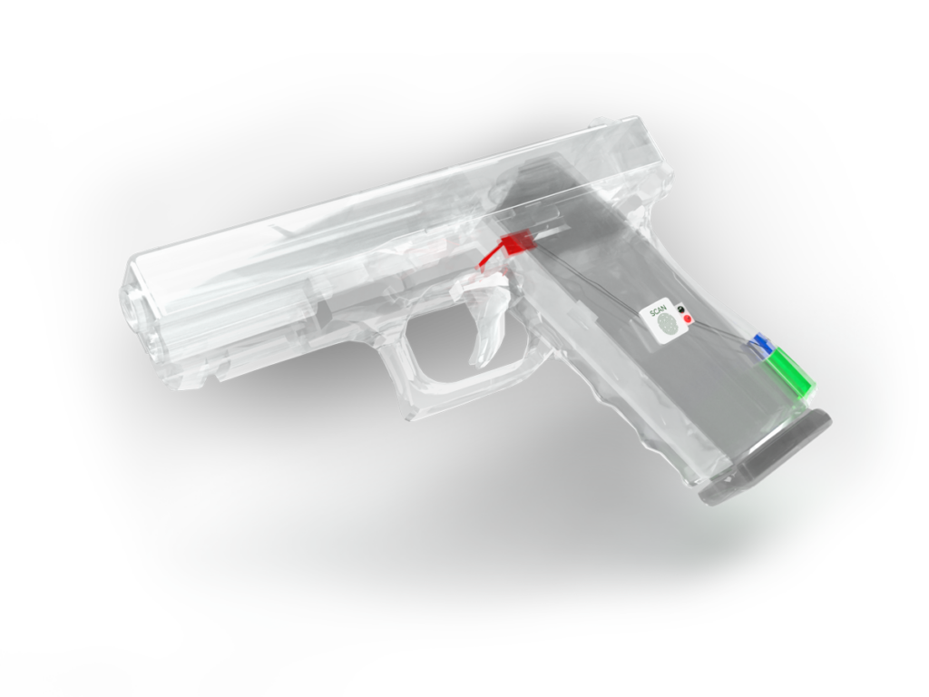 SafeZone thumbprint gun mockup transparent