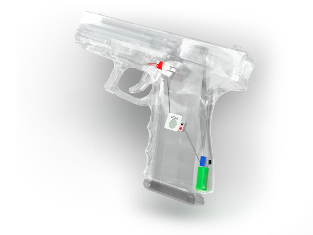 SafeZone thumbprint gun mockup transparent