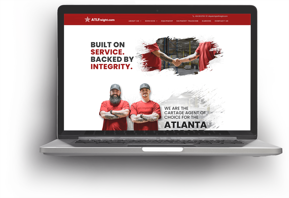 ATLFreight website on a laptop