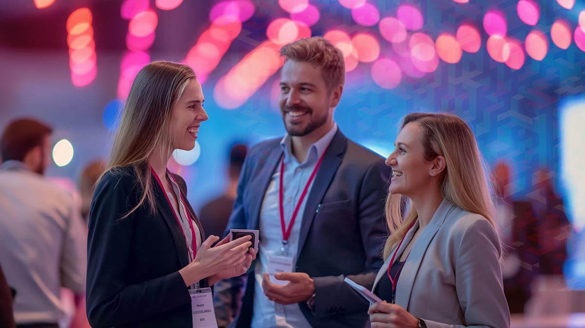 Genpact event photo of man with two women