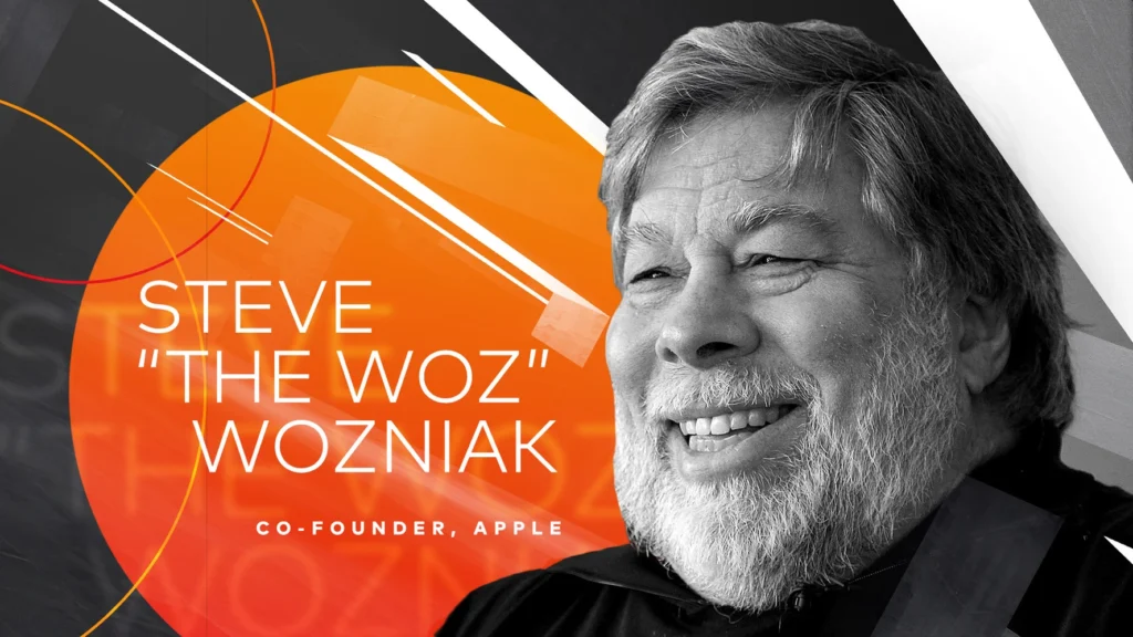 Mastercard event presentation slide of Steve Wozniak